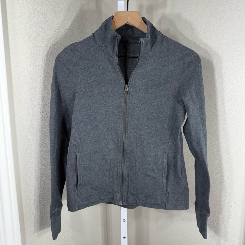 PACT Women's‎ Pure Fit Organic Cotton Zip Up Sweatshirt Size XS Grey - Picture 2 of 6